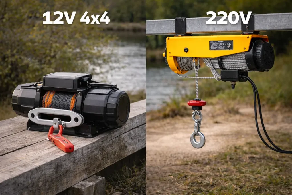 Treuil électrique 12V type 4x4 vs treuil electrique 220v