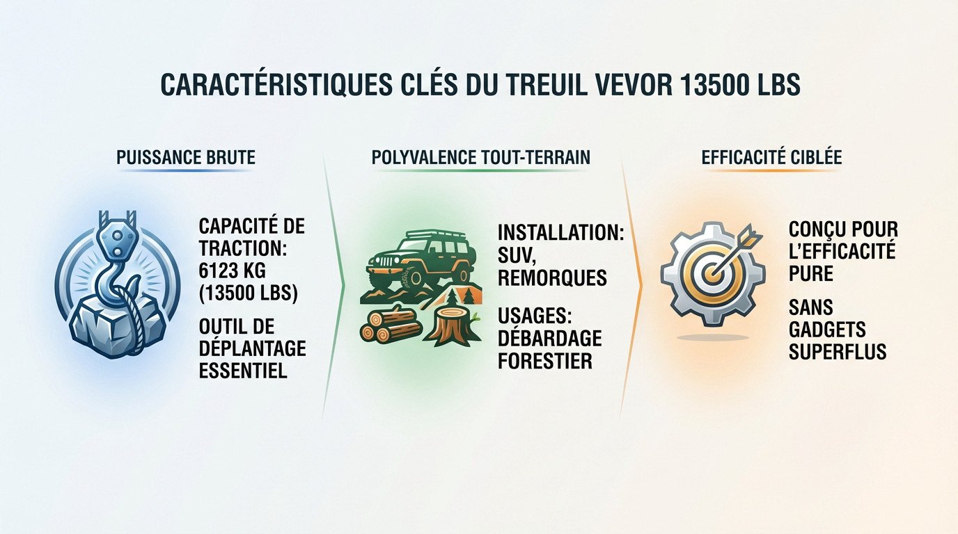 Treuil Vevor 13500 lbs avec câble synthétique et télécommande sans fil